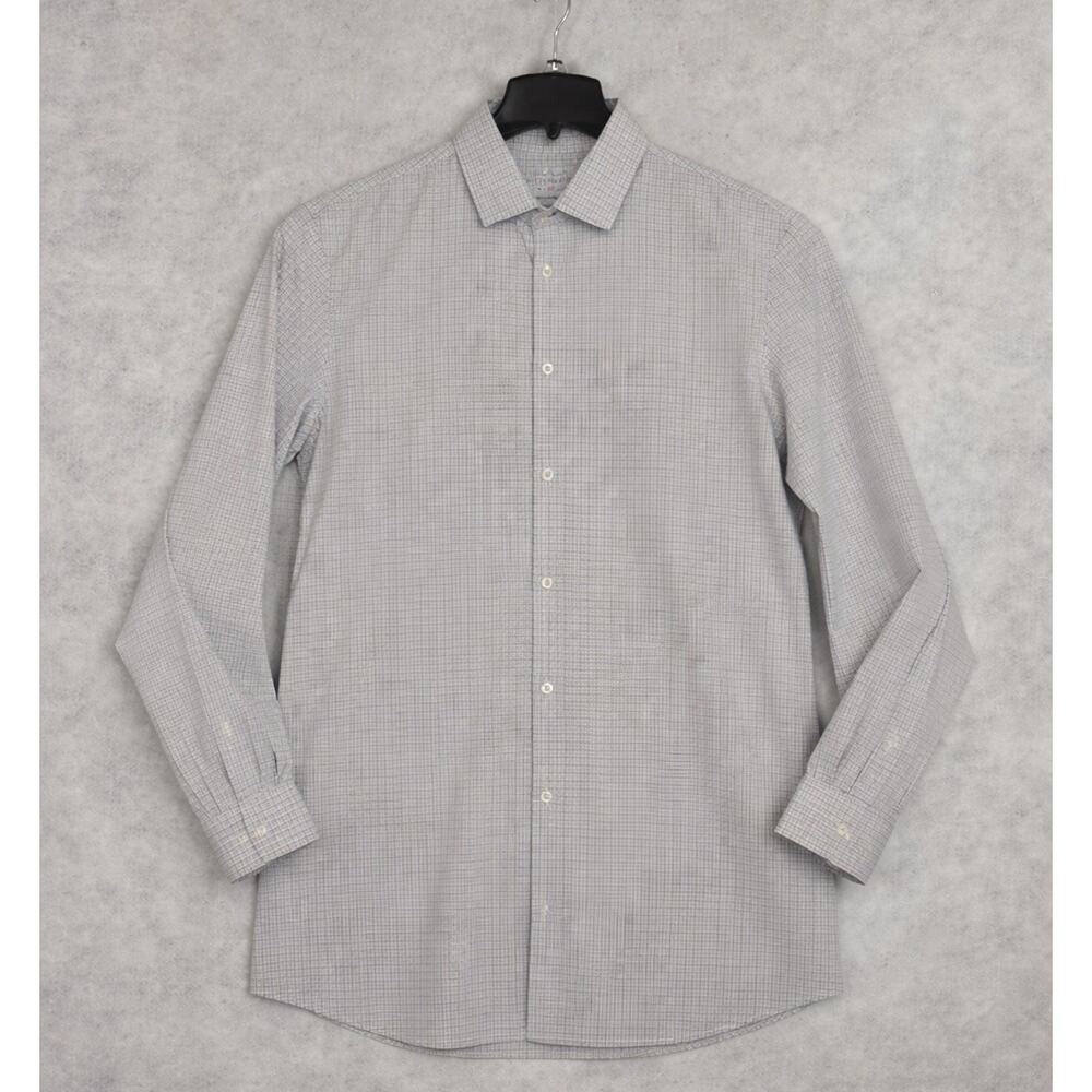 Mizzen Main Leeward Dress Shirt Mens XXL Blue Check Trim Fit USA